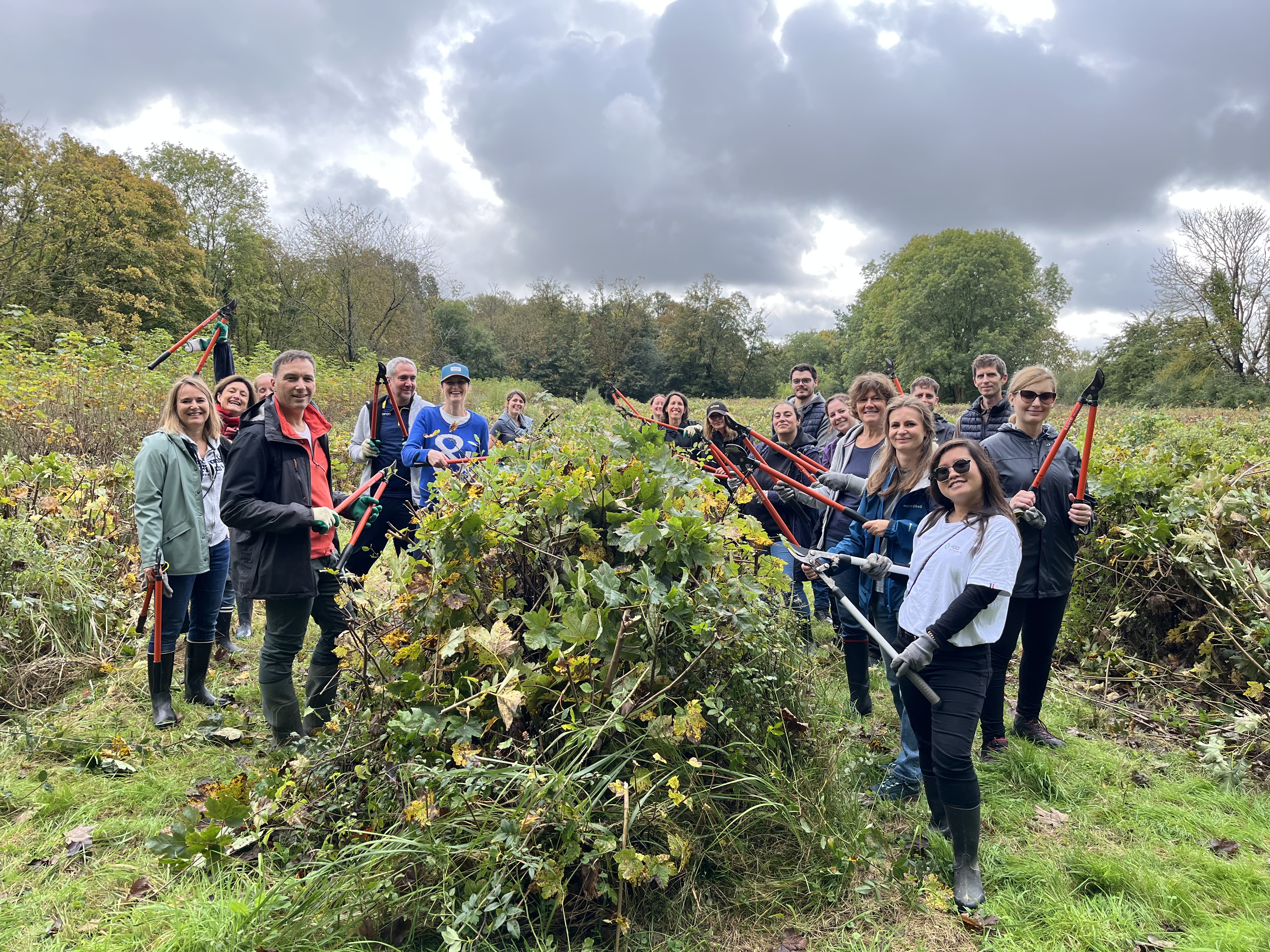 Collaborateurs lors d_une action de debroussaillement